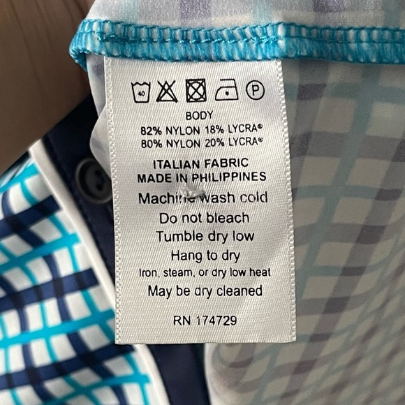 Kinona | UPF 50+ Class Act Long Sleeve Golf Shirt Mediterranean Check - Picture 4 of 8